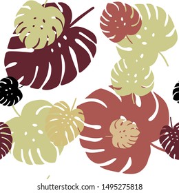 Light Green, Red vector seamless natural backdrop with leaves. Glitter abstract illustration with doodles and leaves. Texture for window blinds, curtains.