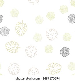 Light Green, Red vector seamless doodle layout with flowers, leaves. Doodle illustration of leaves and flowers in Origami style. Template for business cards, websites.