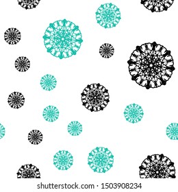 Light Green, Red vector seamless background with xmas snowflakes. Decorative shining illustration with snow on abstract template. Pattern for design of fabric, wallpapers.