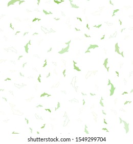 Light Green, Red vector seamless template with dolphins. Isolated sea dolphins on white background. Natural design for wallpapers.
