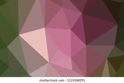 Light Green, Red vector shining triangular backdrop. Shining polygonal illustration, which consist of triangles. A completely new design for your leaflet.