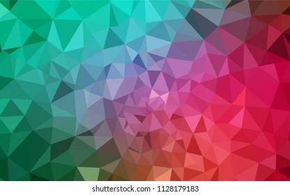 Light Green, Red vector shining triangular layout. Shining polygonal illustration, which consist of triangles. Brand new style for your business design.