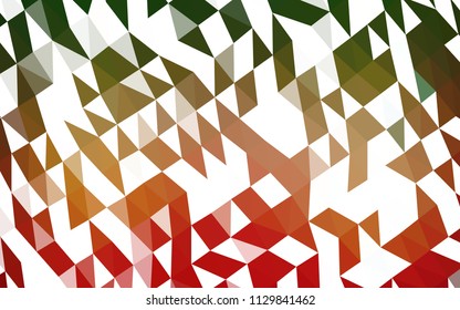 Light Green, Red vector shining hexagonal background. A vague abstract illustration with gradient. Triangular pattern for your business design.