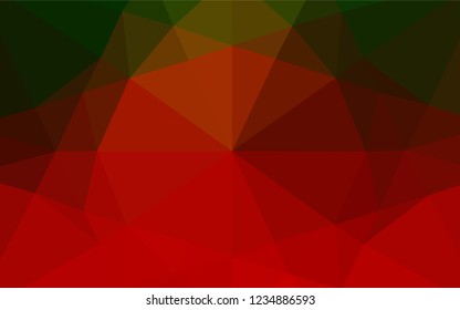 Light Green, Red vector shining hexagonal pattern. Triangular geometric sample with gradient.  The best triangular design for your business.