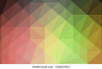 Light Green, Red vector shining triangular pattern. Geometric illustration in Origami style with gradient. Elegant pattern for a brand book.