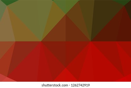 Light Green, Red vector shining hexagonal pattern. Geometric illustration in Origami style with gradient.  The textured pattern can be used for background.