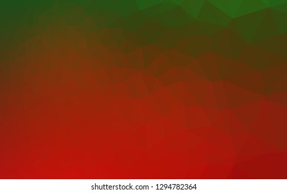 Light Green, Red vector shining triangular template. Colorful abstract illustration with gradient. Elegant pattern for a brand book.