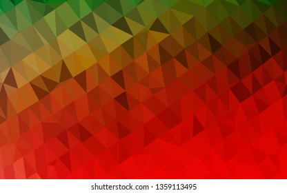 Light Green, Red vector shining triangular pattern. Shining illustration, which consist of triangles. The best triangular design for your business.