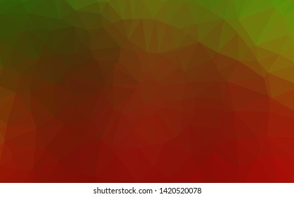 Light Green, Red vector shining triangular background. Creative illustration in halftone style with gradient. Triangular pattern for your business design.