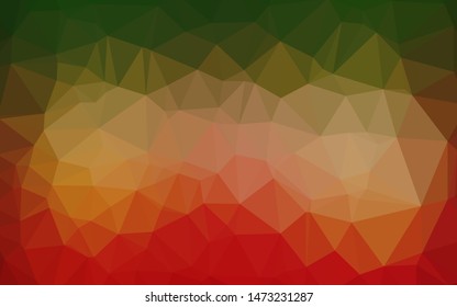 Light Green, Red vector shining triangular pattern. Colorful illustration in Origami style with gradient.  New texture for your design.