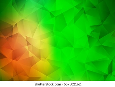 Light Green, Red vector shining triangular background. Modern geometrical abstract illustration with gradient. The best triangular design for your business.