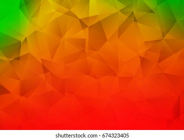 Light Green, Red vector shining triangular background. Colorful illustration in abstract style with gradient. A completely new design for your business.