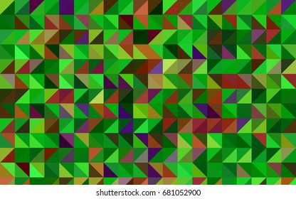 Light Green, Red vector shining triangular pattern. Creative illustration in halftone style with gradient. The textured pattern can be used for background.