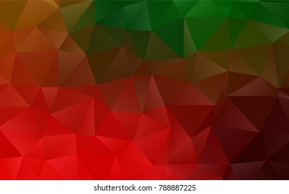 Light Green, Red vector shining triangular pattern. Geometric illustration in Origami style with gradient.  A completely new template for your business design.