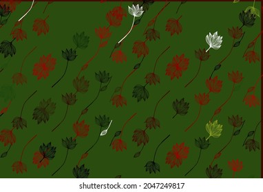Light Green, Red vector sketch pattern. Decorative illustration with abstract colorful leaves. Pattern for wallpapers and coloring books.