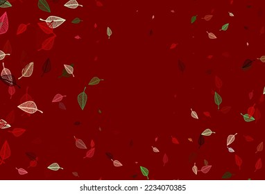 Light Green, Red vector sketch texture. Glitter abstract illustration with leaves. A new texture for your design.