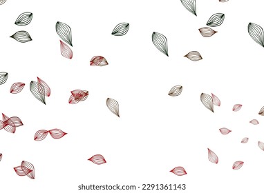 Patrón de dibujo vectorial rojo, verde claro. Patrón con hojas coloreadas degradadas en estilo natural. Nueva plantilla para tu libro de marcas.