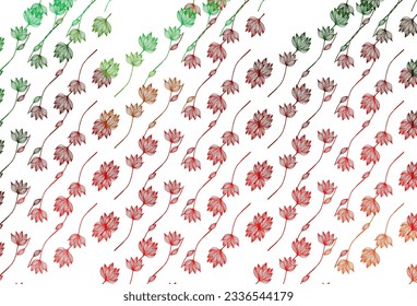 Patrón de dibujo vectorial rojo, verde claro. Ilustración decorativa con hojas coloridas abstractas. Nueva plantilla para el diseño de su negocio.