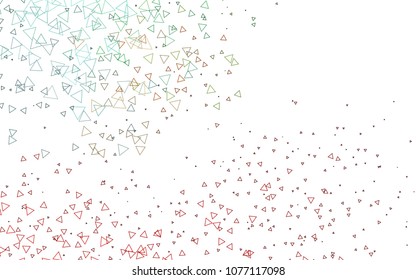 Light Green, Red vector of small triangles on white background. Illustration of abstract texture of triangles. Pattern design for banner, poster, cover.