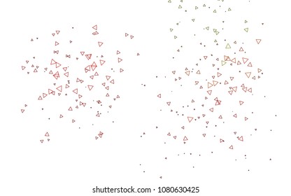 Light Green, Red vector of small triangles on white background. Illustration of abstract texture of triangles. Pattern design for banner, poster, cover.