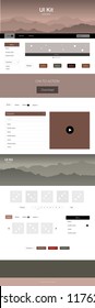 Light Green, Red vector style guide with mountains. Colorful Style guide with mountains on abstract background. Template for website of outdoor activities.