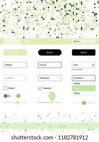 Light Green, Red vector style guide with circles. Colorful ui/ux kit with header consisted of spheres. This template you can use for landing pages.