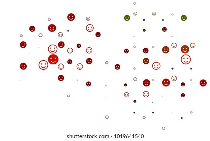 Light Green, Red vector template with sweet snacks. Blurred decorative design of smiles in doodle style. Pattern for parties, gifts, congratulations.