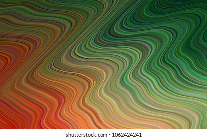 Light Green, Red vector template with bent ribbons. Geometric illustration in memphis style with gradient.  Textured wave pattern for backgrounds.