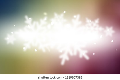 Light Green, Red vector template with ice snowflakes. Shining colored illustration with snow in christmas style. New year design for your business advert.