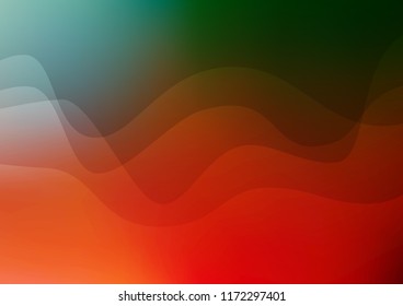 Light Green, Red vector template with lava shapes. Shining illustration, which consist of blurred lines, circles. The template for cell phone backgrounds.
