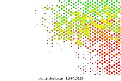 Light Green, Red vector template with spots. Glitter abstract illustration with blurred drops of rain. Pattern of water, rain drops.