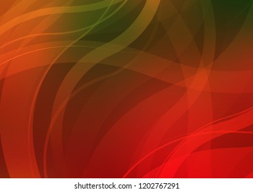Light Green, Red vector template with bent lines. A sample with blurred bubble shapes. Brand new design for your ads, poster, banner.