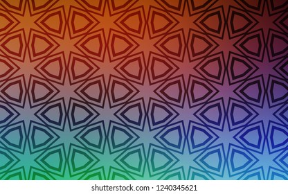 Light Green, Red vector template with sky stars. Modern geometrical abstract illustration with stars. Smart design for your business advert.