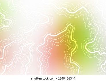 Light Green, Red vector template with bent lines. Blurred geometric sample with gradient bubbles.  Brand new design for your ads, poster, banner.