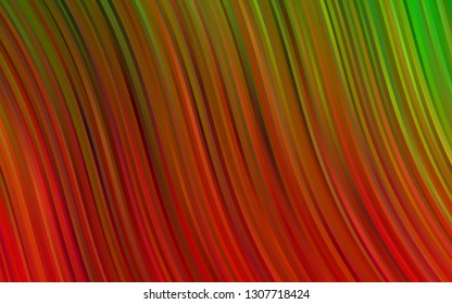 Light Green, Red vector template with lava shapes. Modern gradient abstract illustration with bandy lines. Pattern for your business design.