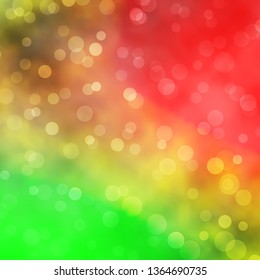 Light Green, Red vector template with circles. Illustration with set of shining colorful abstract spheres. Design for your commercials.