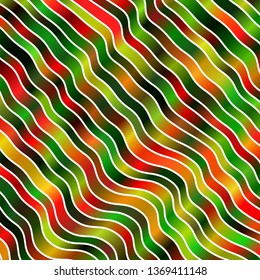 Light Green, Red vector template with lines. Abstract illustration with gradient bows. Design for your business promotion.