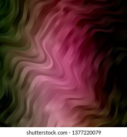 Light Green, Red vector template with curved lines. Colorful illustration in circular style with lines. Best design for your ad, poster, banner.