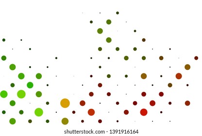 Light Green, Red vector template with circles. Blurred bubbles on abstract background with colorful gradient. Template for your brand book.