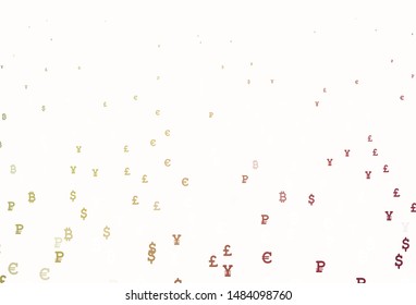 Light Green, Red vector template with currency. Shining colored illustration with currency signs. Pattern for financial, investment websites.