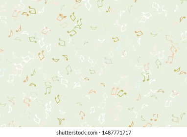 Light Green, Red vector template with musical symbols. Isolated colorful music keys on abstract background. Pattern for festival leaflets.
