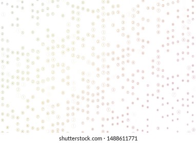 Light Green, Red vector template with isolated numerals. Abstract illustration with colored algebra signs. Pattern for school, grammar websites.