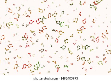 Light Green, Red vector template with musical symbols. Modern abstract illustration with melody keys. Pattern for websites of musitians.