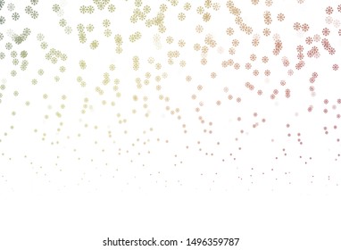 Light Green, Red vector template with ice snowflakes. Colorful decorative design in xmas style with snow. Pattern for new year ad, booklets.