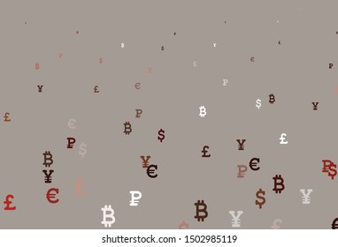 Light Green, Red vector template with currency. Shining illustration with signs of currency on abstract template. Design for business advert of economic, wealth.