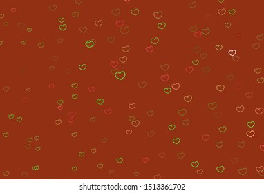 Light Green, Red vector template with doodle hearts. Decorative shining illustration with hearts on abstract template. Pattern for valentine's ad, booklets.