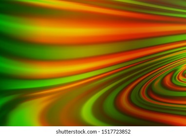 Light Green, Red vector template with lines, ovals. Modern gradient abstract illustration with bandy lines. New composition for your brand book.