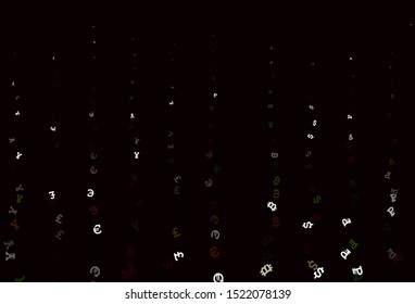 Light Green, Red vector template with currency. Shining colored illustration with currency signs. Pattern for bank ads, posters, banners.