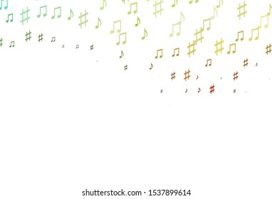 Light Green, Red vector template with musical symbols. Decorative design in abstract style with music shapes. Modern design for wallpapers.