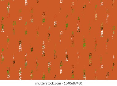 Light Green, Red vector template with musical symbols. Abstract illustration with colorful symbols of melody. Template for fasion magazines.